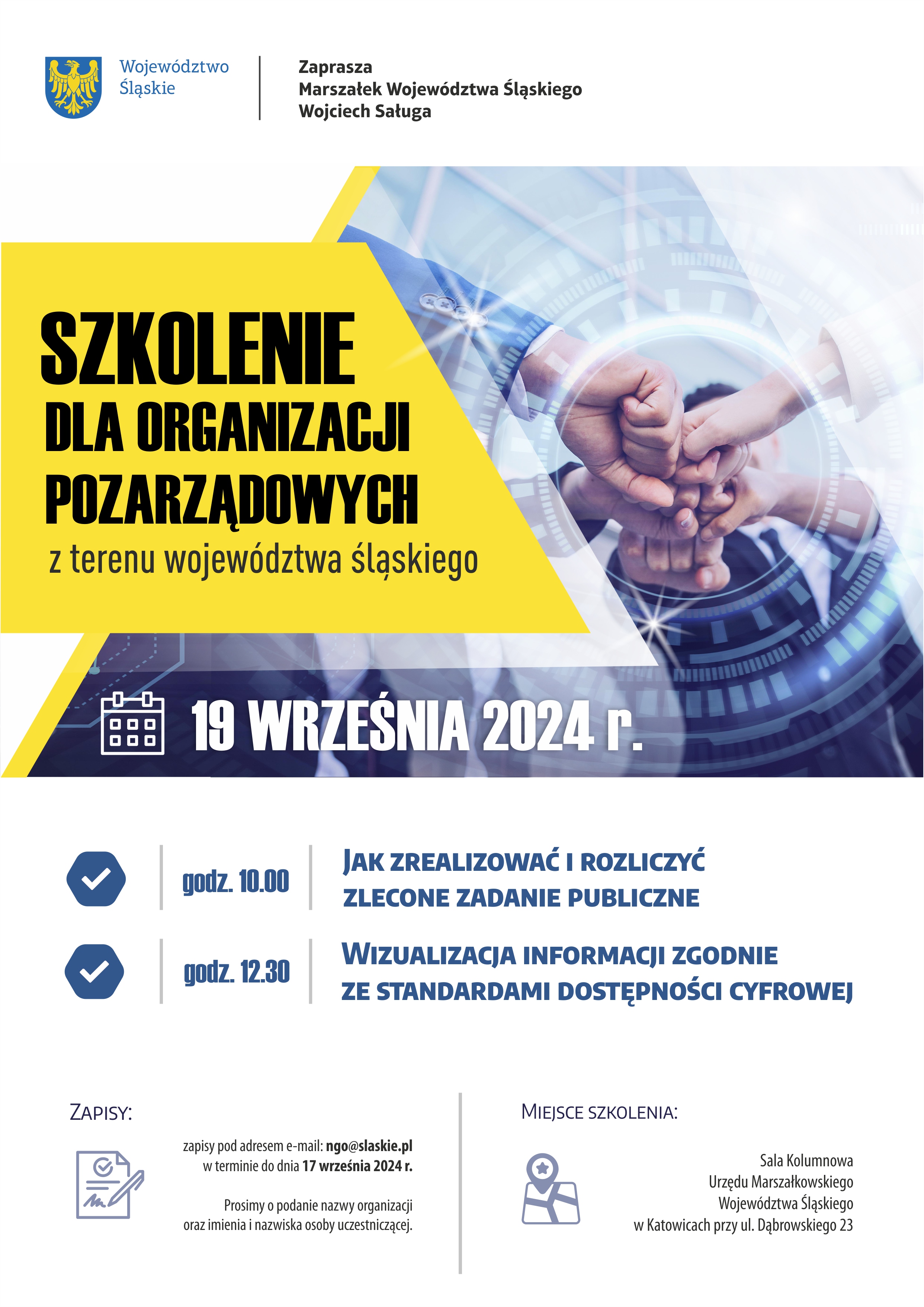 Szkolenie dla organizacji pozarządowych z terenu województwa śląskiego - Dnia 19 września 2024 r.