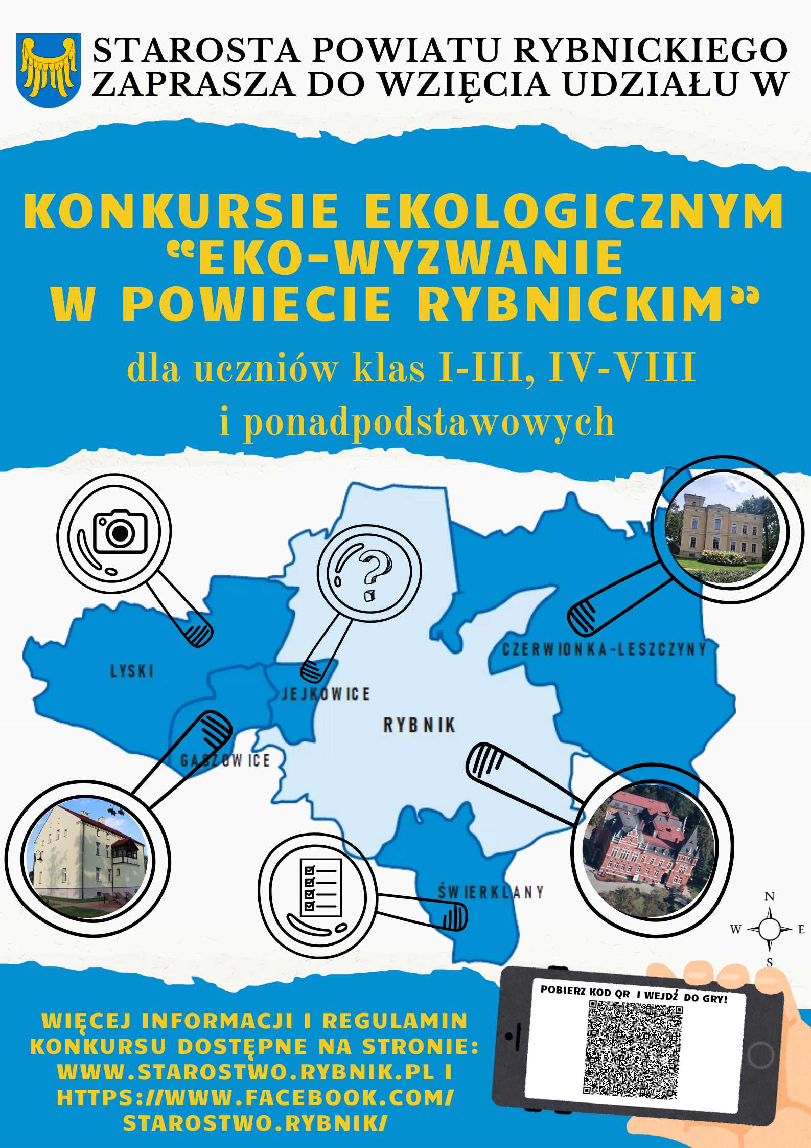 Konkurs ekologiczny "EKO-WYZWANIE" w powiecie rybnickim dla uczniów klas I-III, IV-VIII i ponadpodstawowych, więcej informacji na stronie starostwa powiatowego w Rybniku 